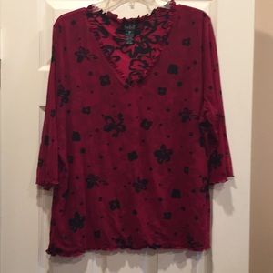 INC sheer 3/4 sleeve print top